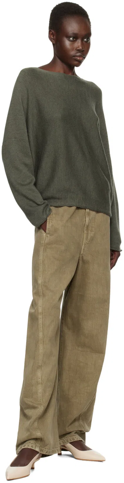 TOOGOOD Green 'the Crofter' Sweater In Merino Wool Olive