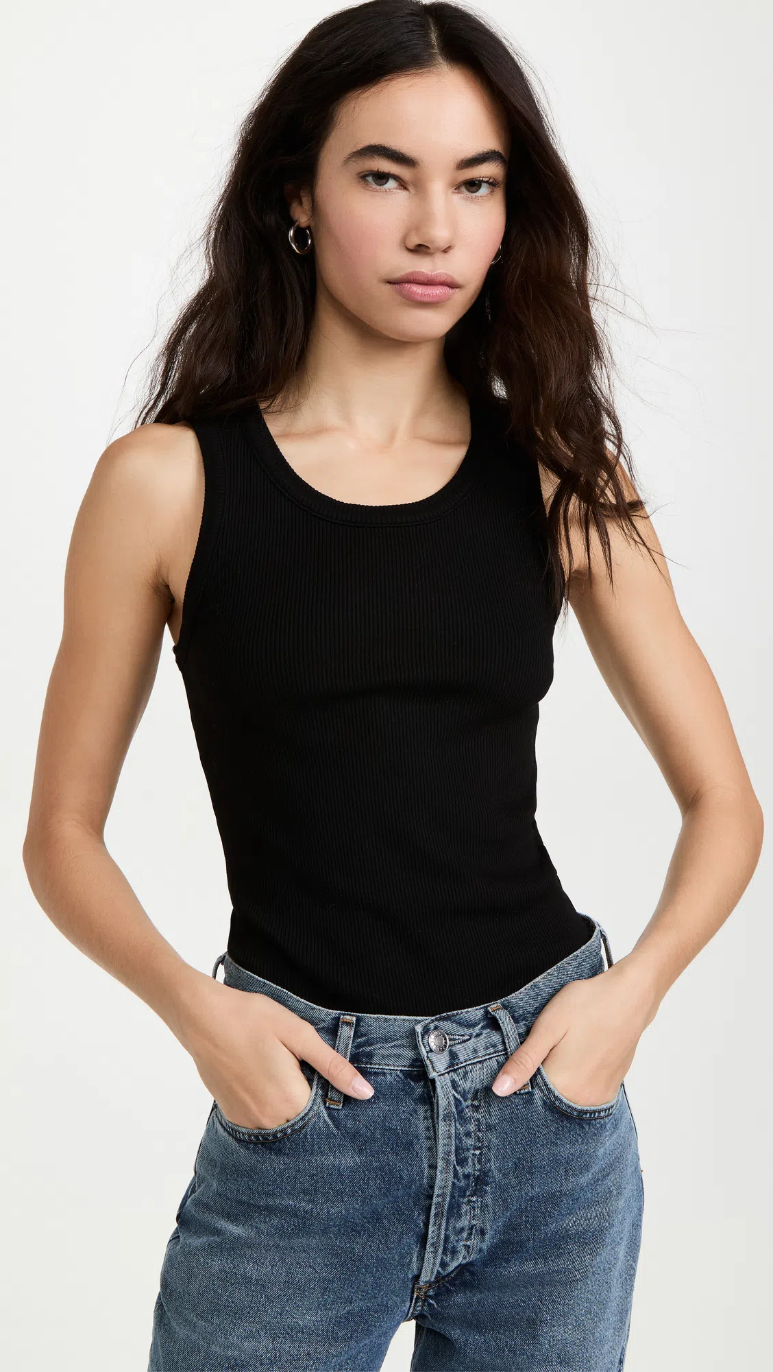 AGOLDE Poppy Ribbed Tank Top In Black