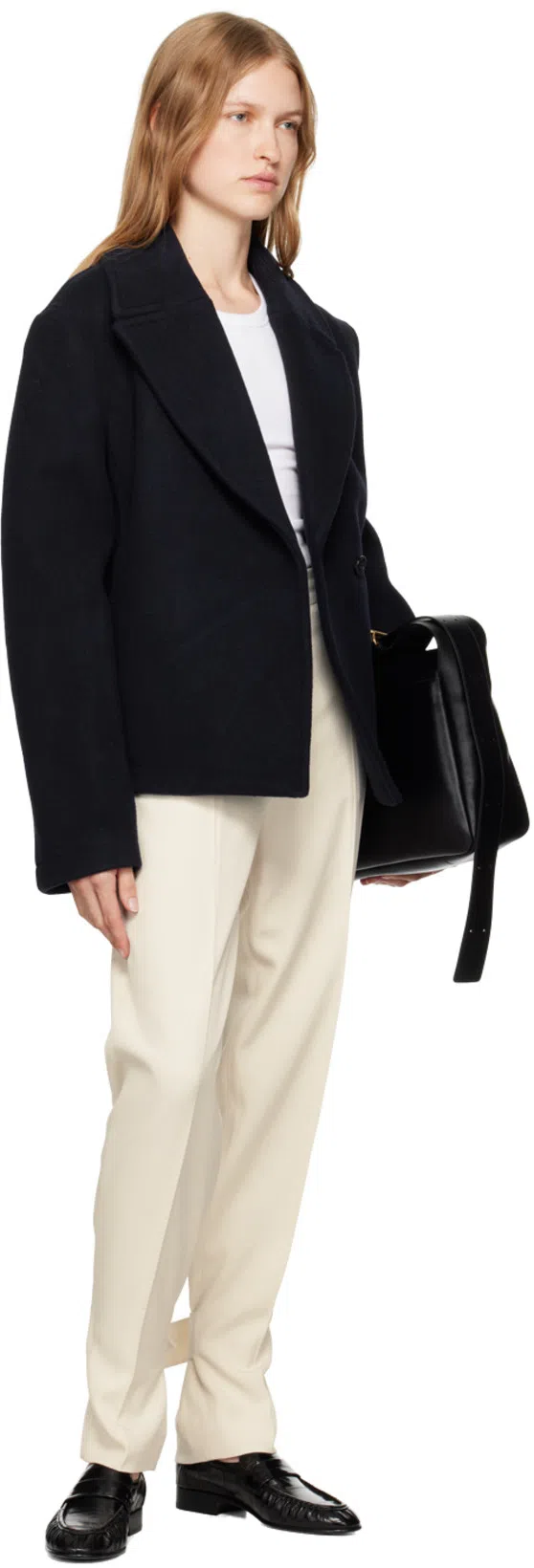 THE ROW Soft Leather Flat Loafers In Black