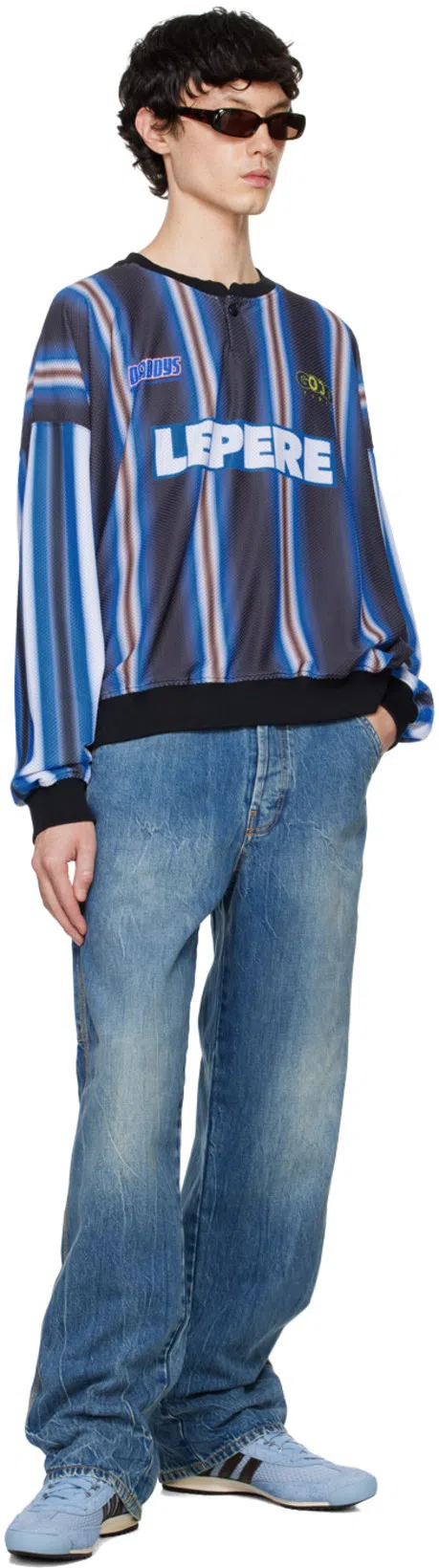 LE PERE Blue Straight Jeans In Bepop Marine