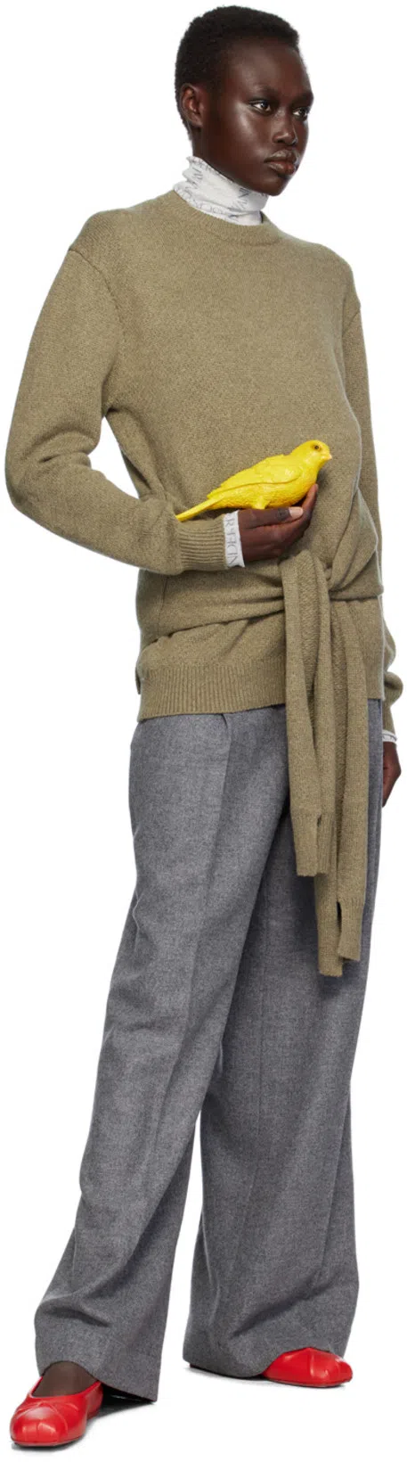 MARNI Red Nappa Leather Seamless Little Bow Ballet Flat