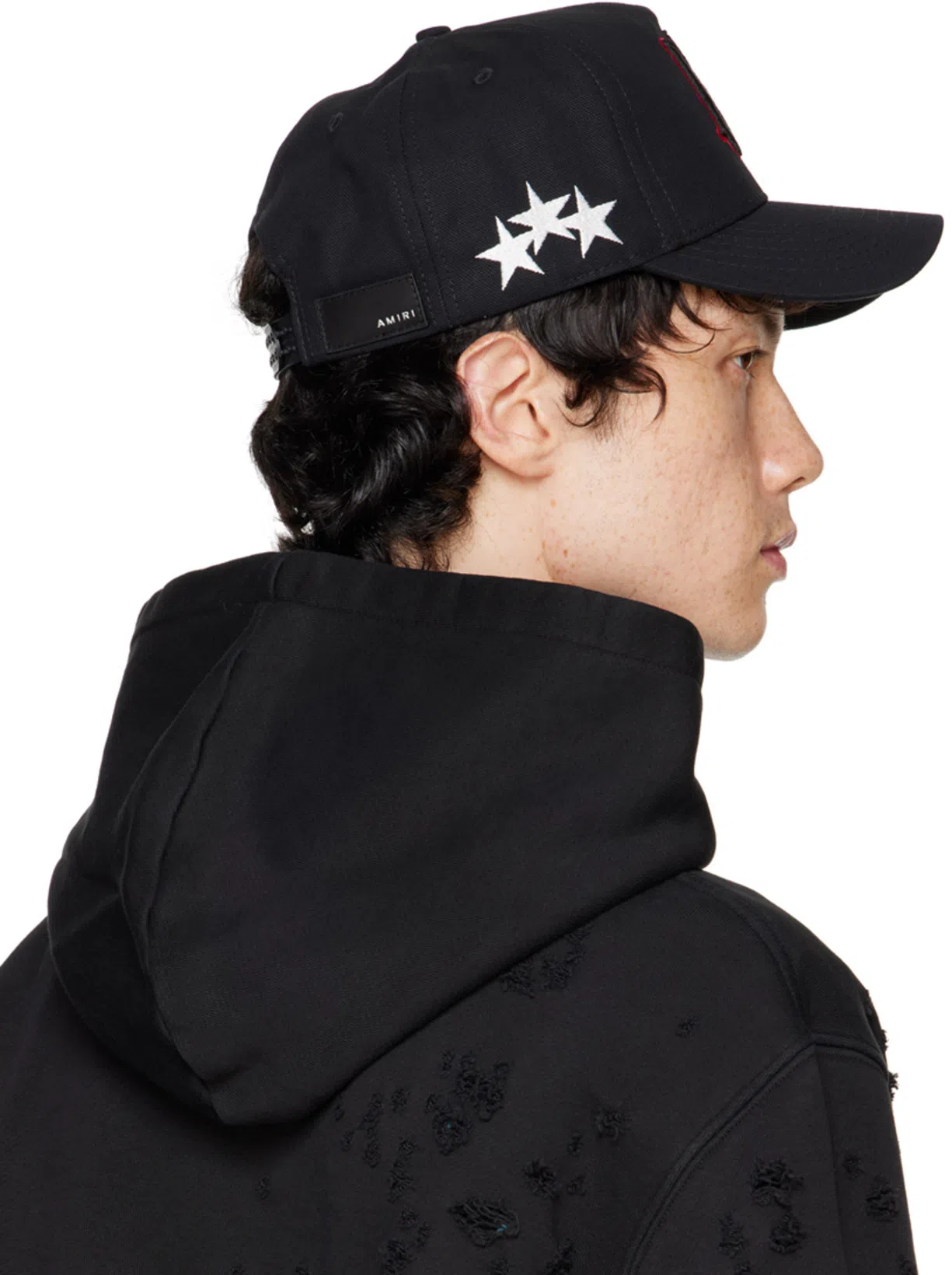 AMIRI Black & Red Stars 'ma' Canvas Cap In Black Red