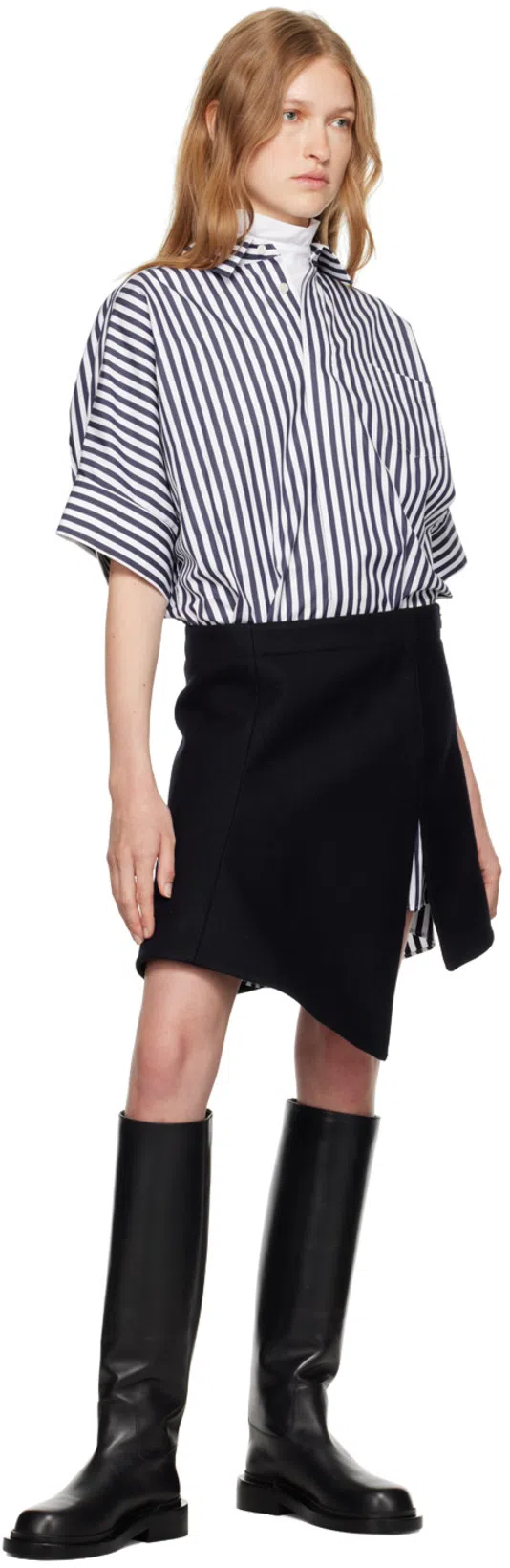 SACAI Cotton Poplin Dress Striped Pattern In Multi