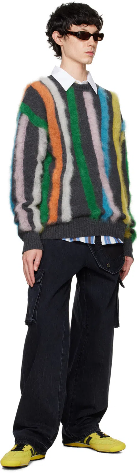 LE PERE Blue & White Detached Sleeve Button Down Shirt