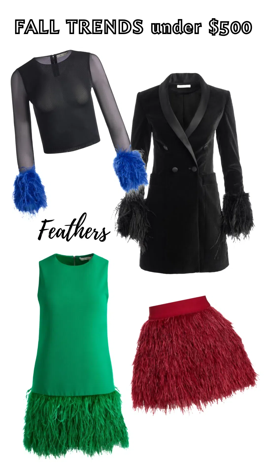 ALICE AND OLIVIA Delaina Mesh Feather Cuffed Long Sleeve Top In Black