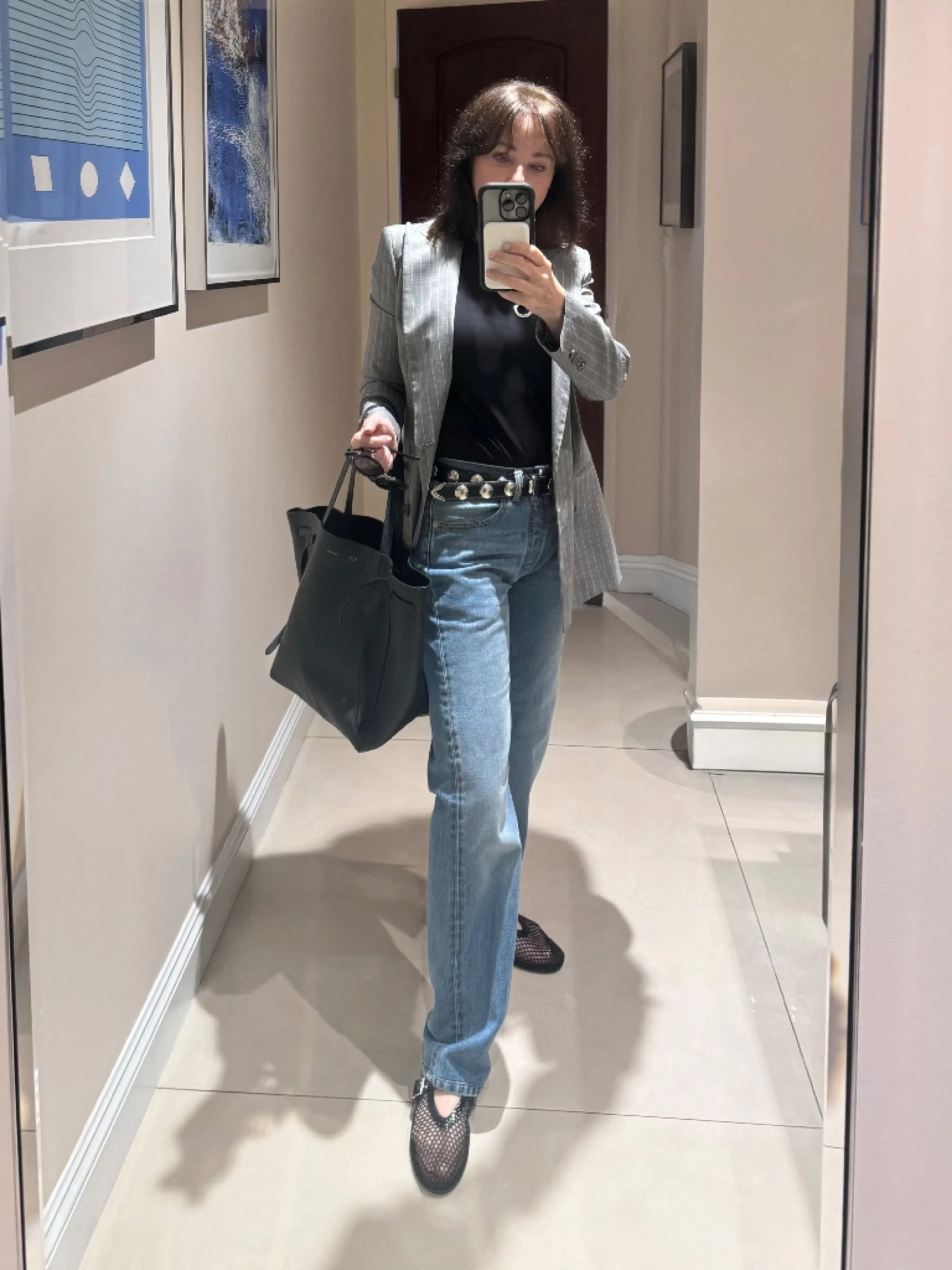 KHAITE 3cm Benny Leather & Studs Belt In Black