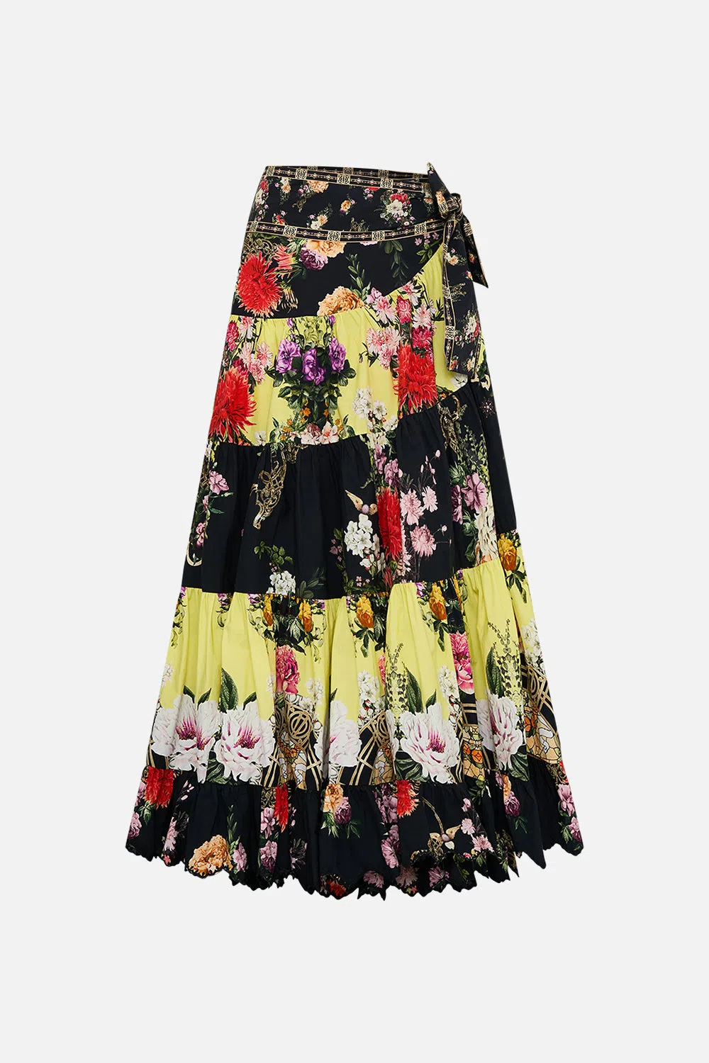 CAMILLA Deep V Frill Short Sleeve Top Adorned In Alexandria In Black