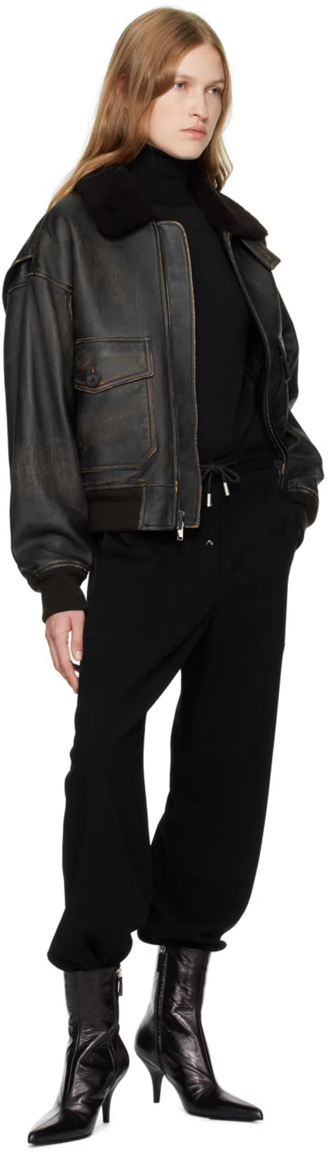 THE ROW Sling Leather Ankle Boots In Black