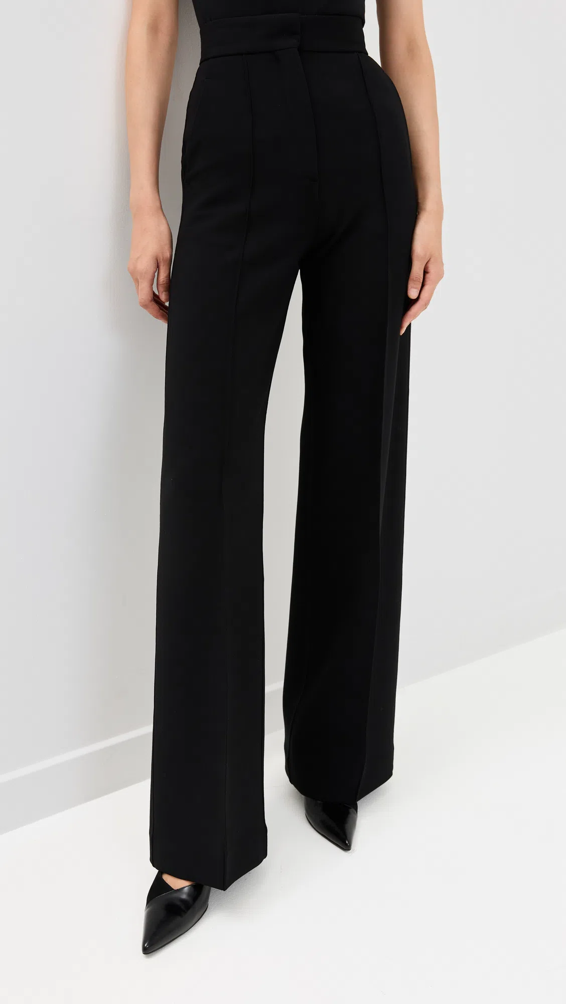 ANOTHER TOMORROW Doppio Wide Leg Pant In Black