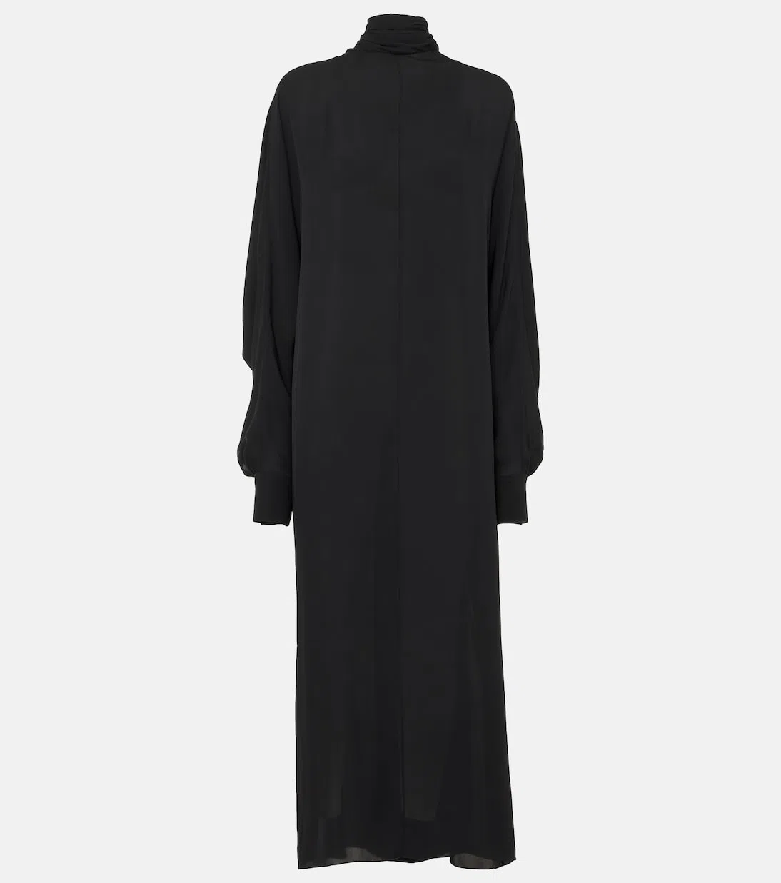 KHAITE Lexi Open-back Tie-neck Silk-chiffon Turtleneck Maxi Dress In Black