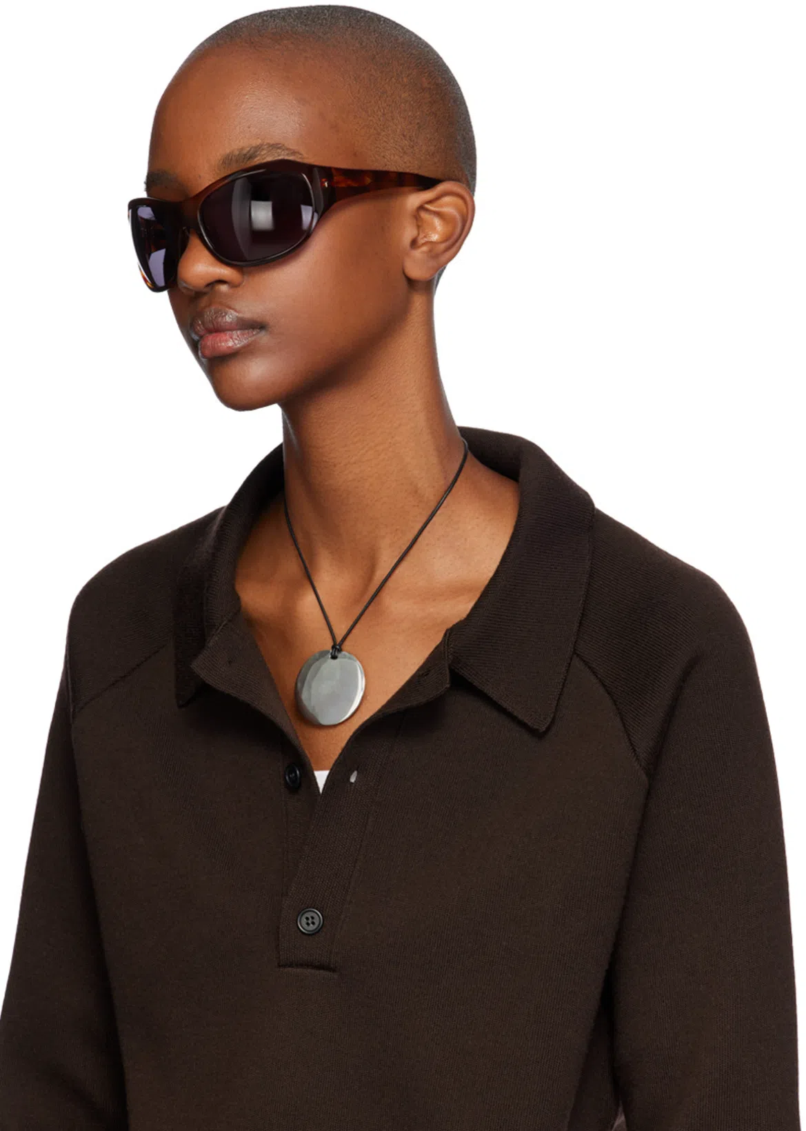 SOPHIE BUHAI Black & Silver Medium Full Moon Pendant Necklace In Sterling Silver