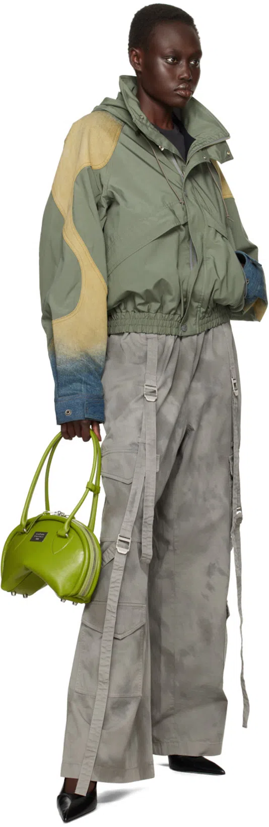 ACNE STUDIOS Khaki Windbreaker Bomber Jacket In Ab7 Olive Green