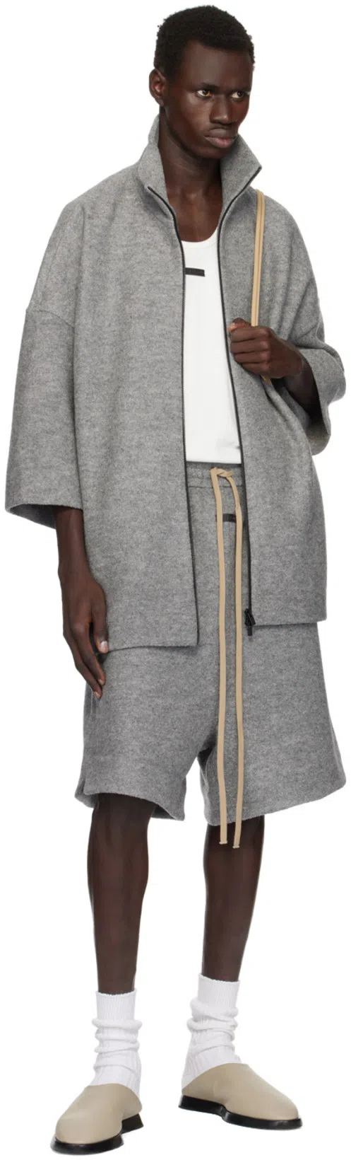 FEAR OF GOD High-neck Short-sleeve Jacket In Gray