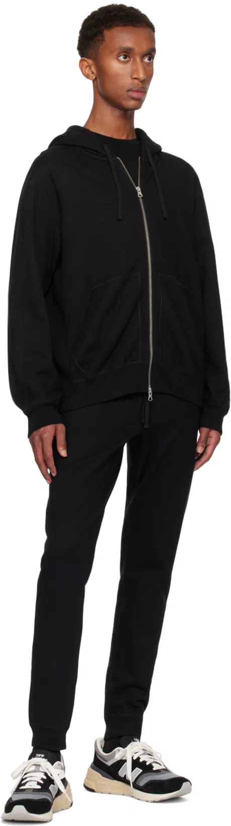 REIGNING CHAMP Black Midweight Terry Standard Zip Hoodie In 001 Black