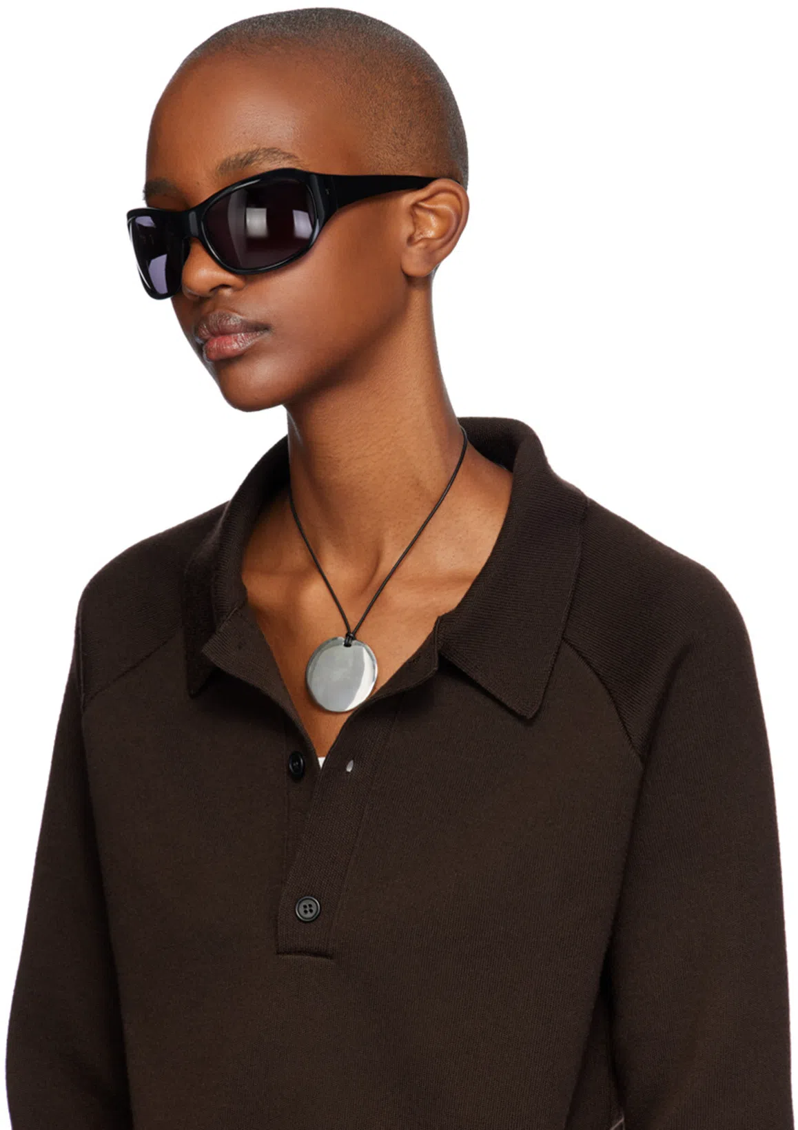 SOPHIE BUHAI Black & Silver Medium Full Moon Pendant Necklace In Sterling Silver