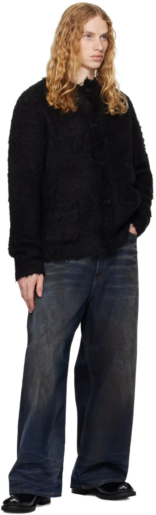 ACNE STUDIOS Long-sleeved Sweater Coat In Black