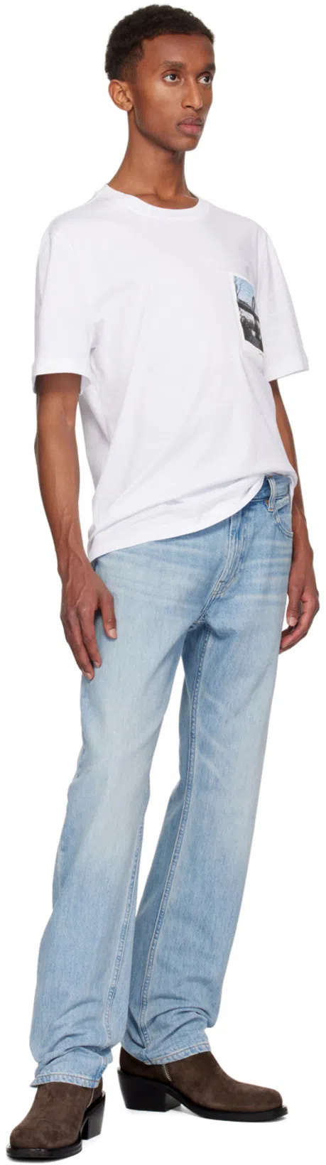 HELMUT LANG New York Bridge Postcard T-shirt In White