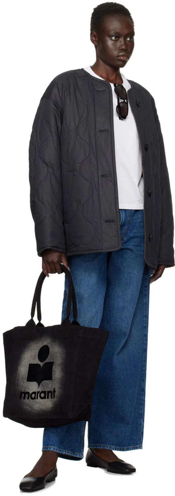 AEYDE Ida Leather Square-toe Ballerina Flats In Black