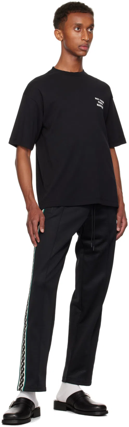 DRÔLE DE MONSIEUR Black Crewneck T-shirt With Slogan Print On The Front And Back In Cotton Man