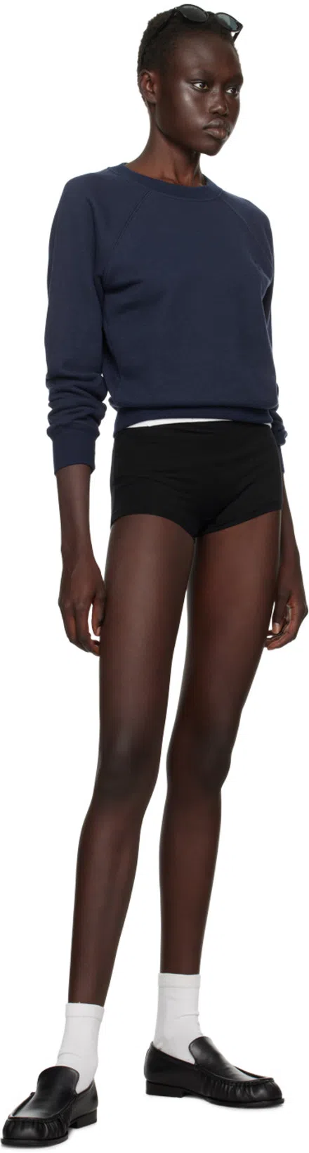 ÉTERNE Shrunken Raglan-sleeve Embroidered Sweatshirt In Blue