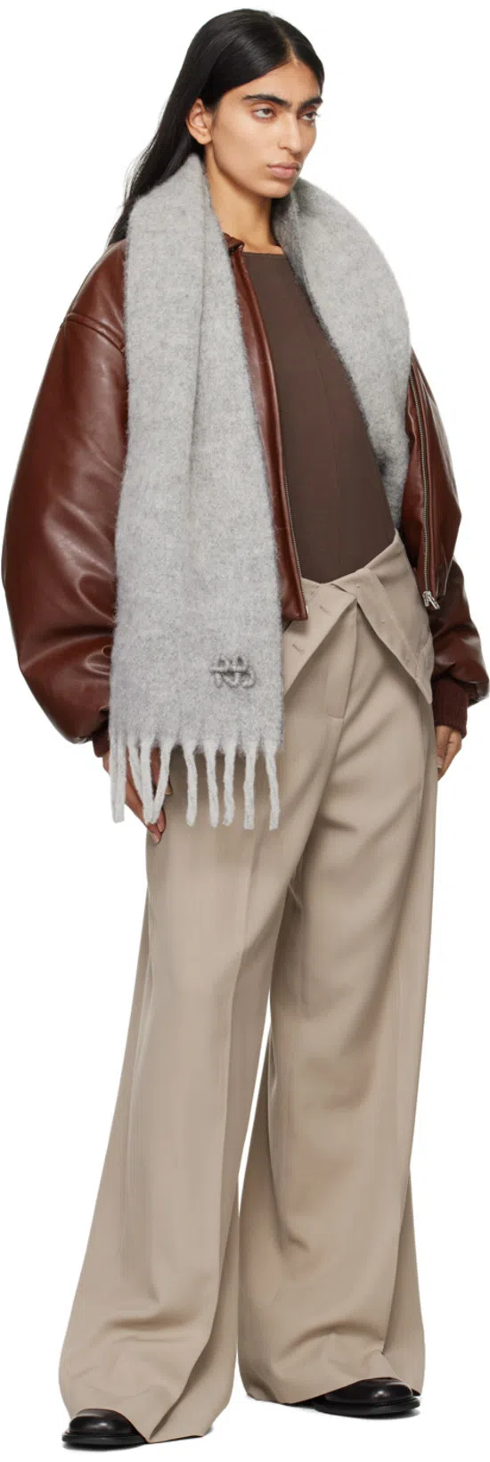 ACNE STUDIOS Faux Leather Bomber Jacket In Burgunderrot