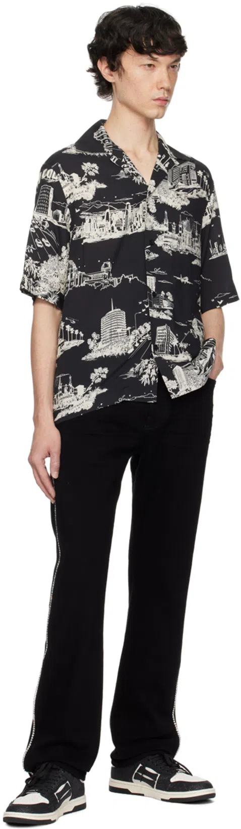 AMIRI Skel Sneakers In White And Black Leather