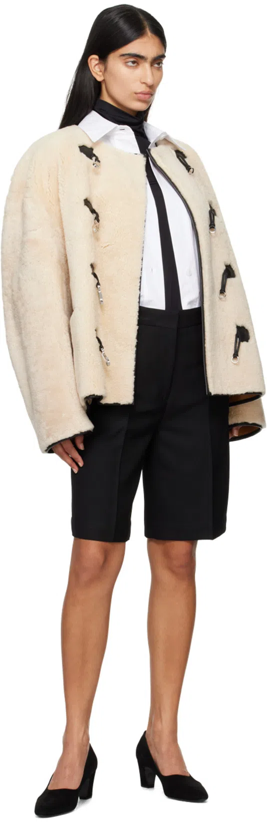 TOTÊME Teddy Shearling Clasp Jacket In Neutrals