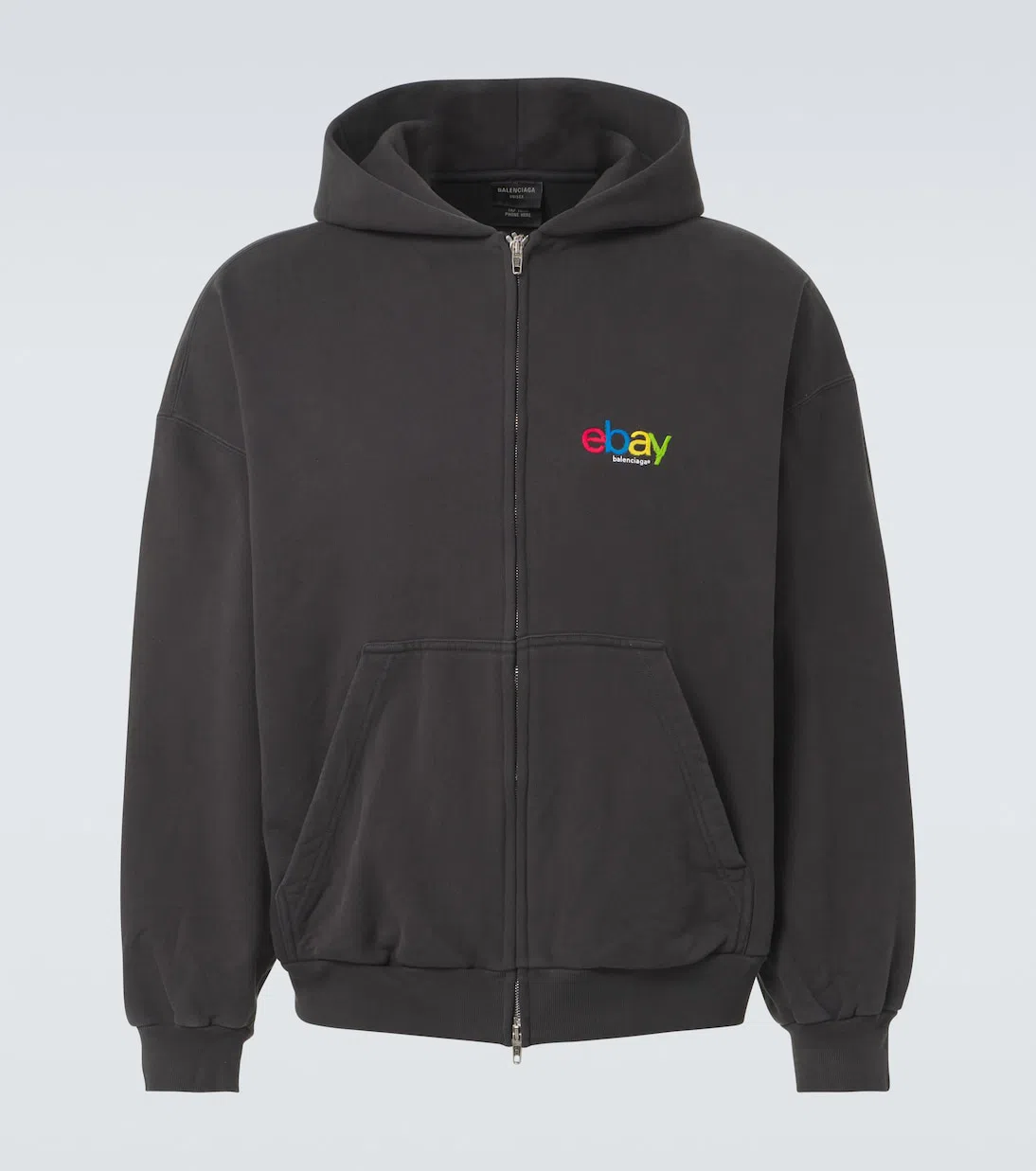 BALENCIAGA Printed Cotton Jersey Hoodie In Black