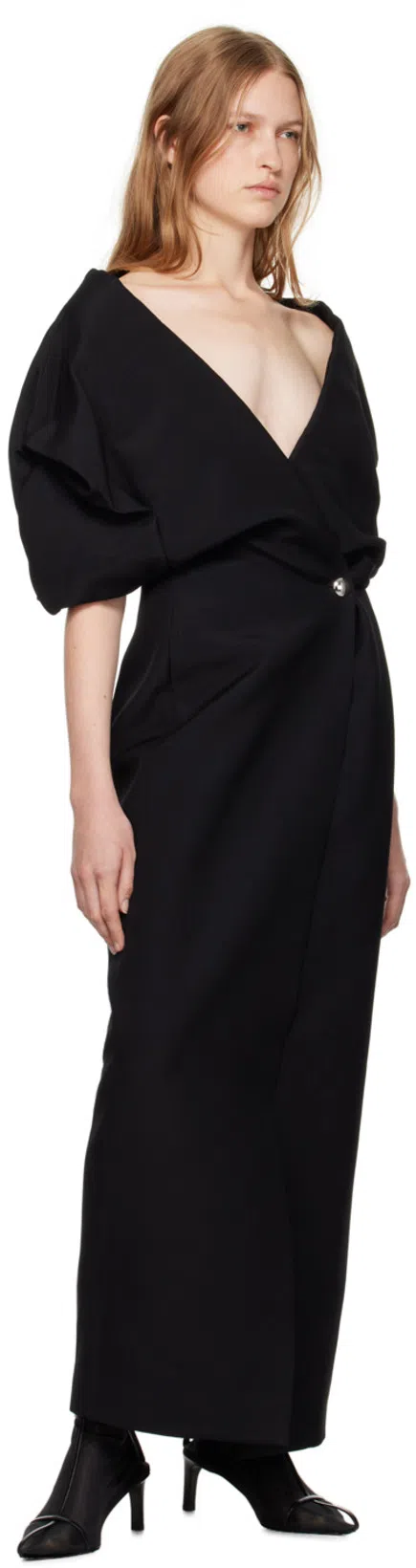 JIL SANDER Stivaletto Trunk Nylon T-strap Booties In Black