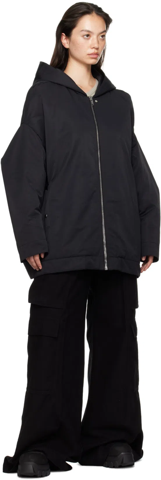 RICK OWENS DRKSHDW Black Porterville Hooded Peter Jacket In 09 Black