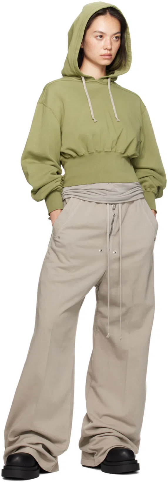 RICK OWENS Beatle Bogun' Black Boots With Chunky Platform In Smooth Leather