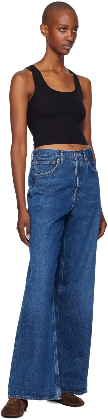 AGOLDE Dame High Rise Wide Leg No Cuff Jean In Enamour In Multi