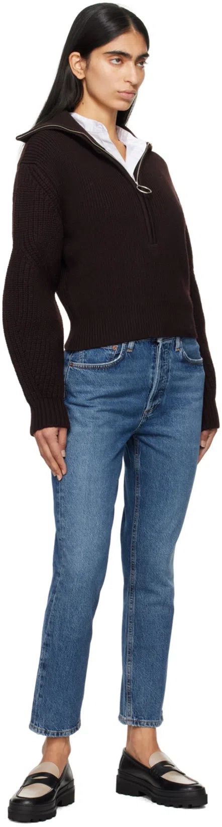 RECTO Brown Half-zip Polo In Vintage Brown