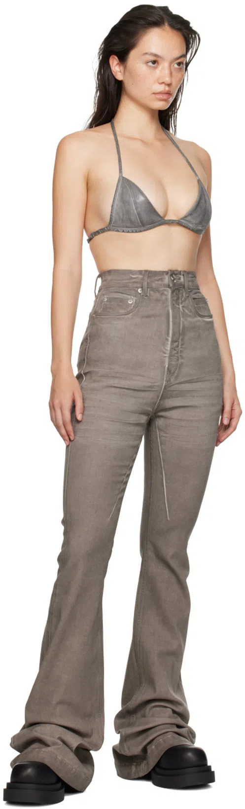 RICK OWENS Beatle Bogun' Black Boots With Chunky Platform In Smooth Leather