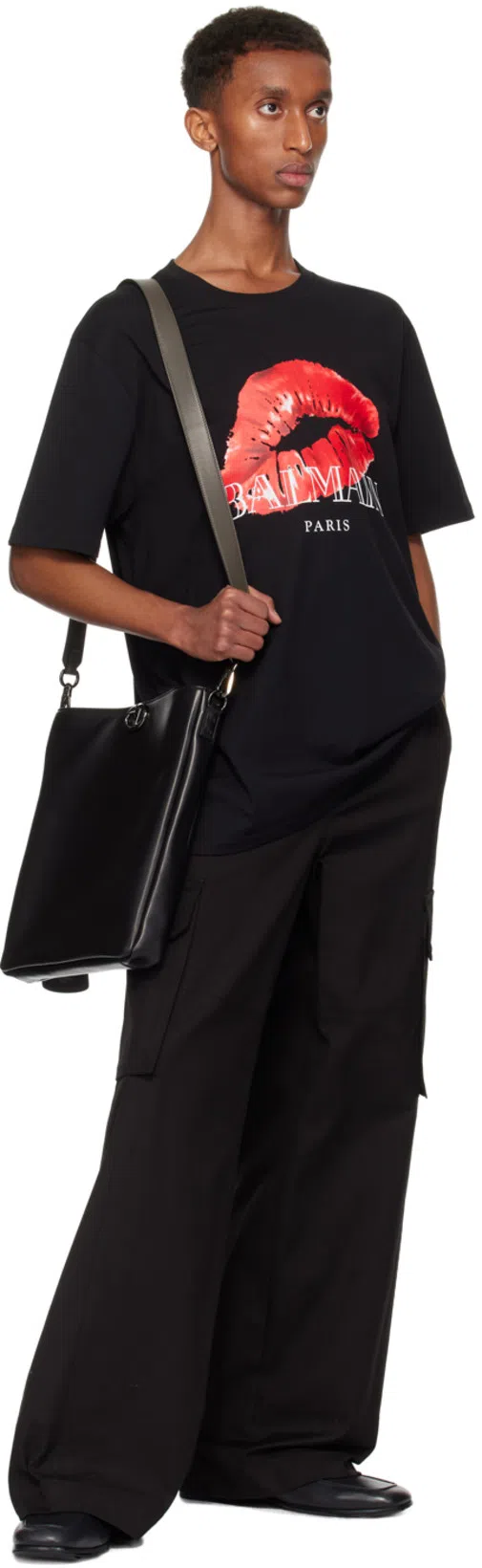 VALENTINO GARAVANI Logo Lock Leather Shoulder Bag In Black