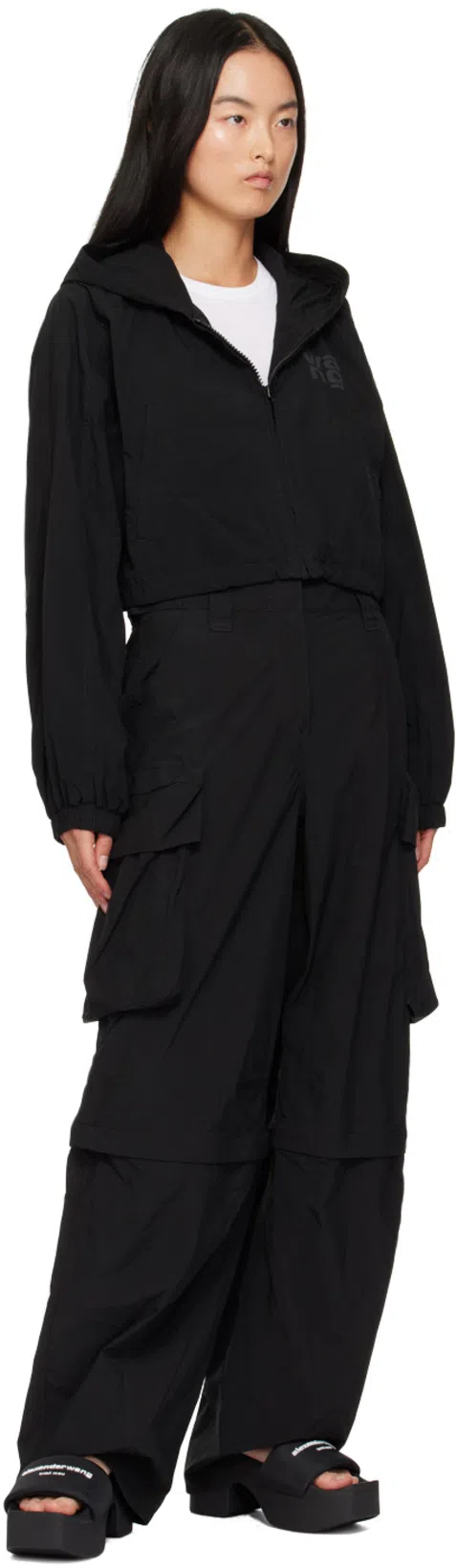 ALEXANDER WANG 85mm Aw Padded Nylon Platform Slides In Black