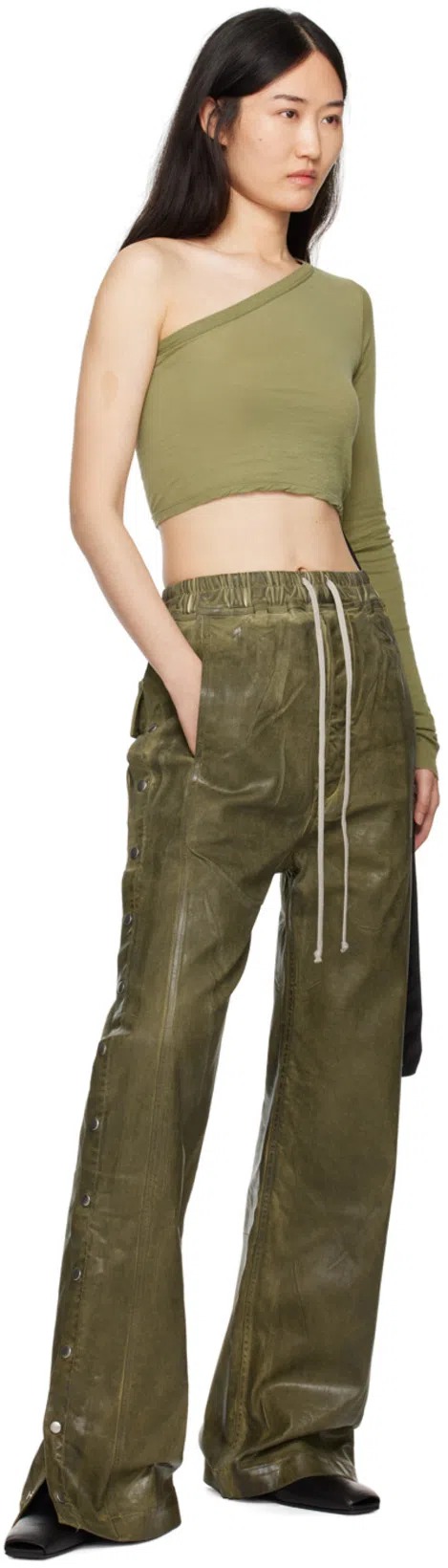 RICK OWENS DRKSHDW Green Porterville Pusher Jeans In 85 Sage