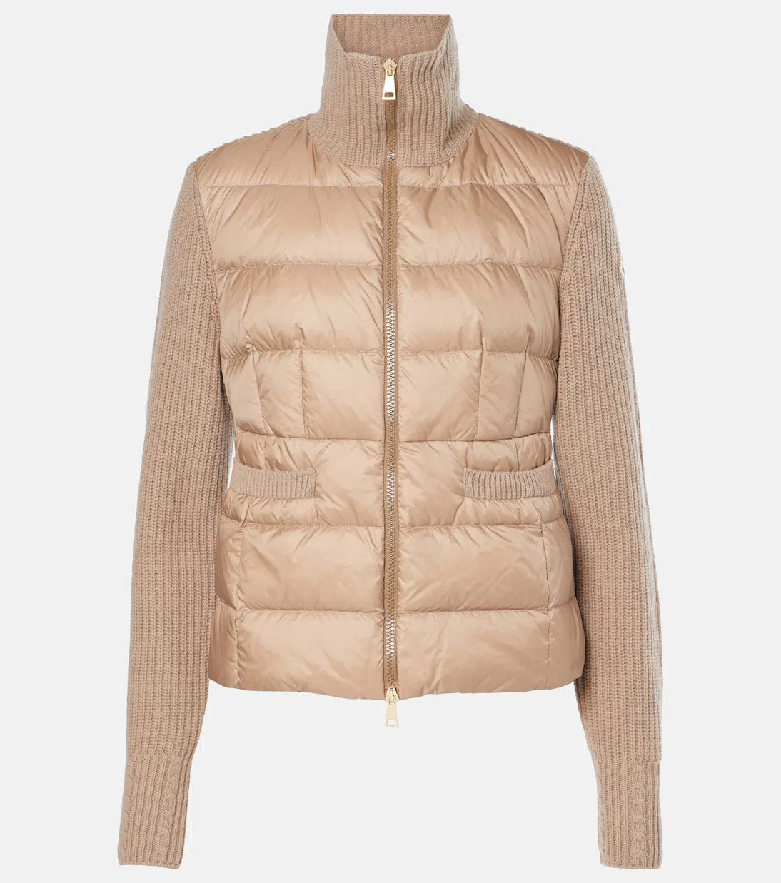 MONCLER Down-paneled Faux Fur And Wool Cardigan In Pink