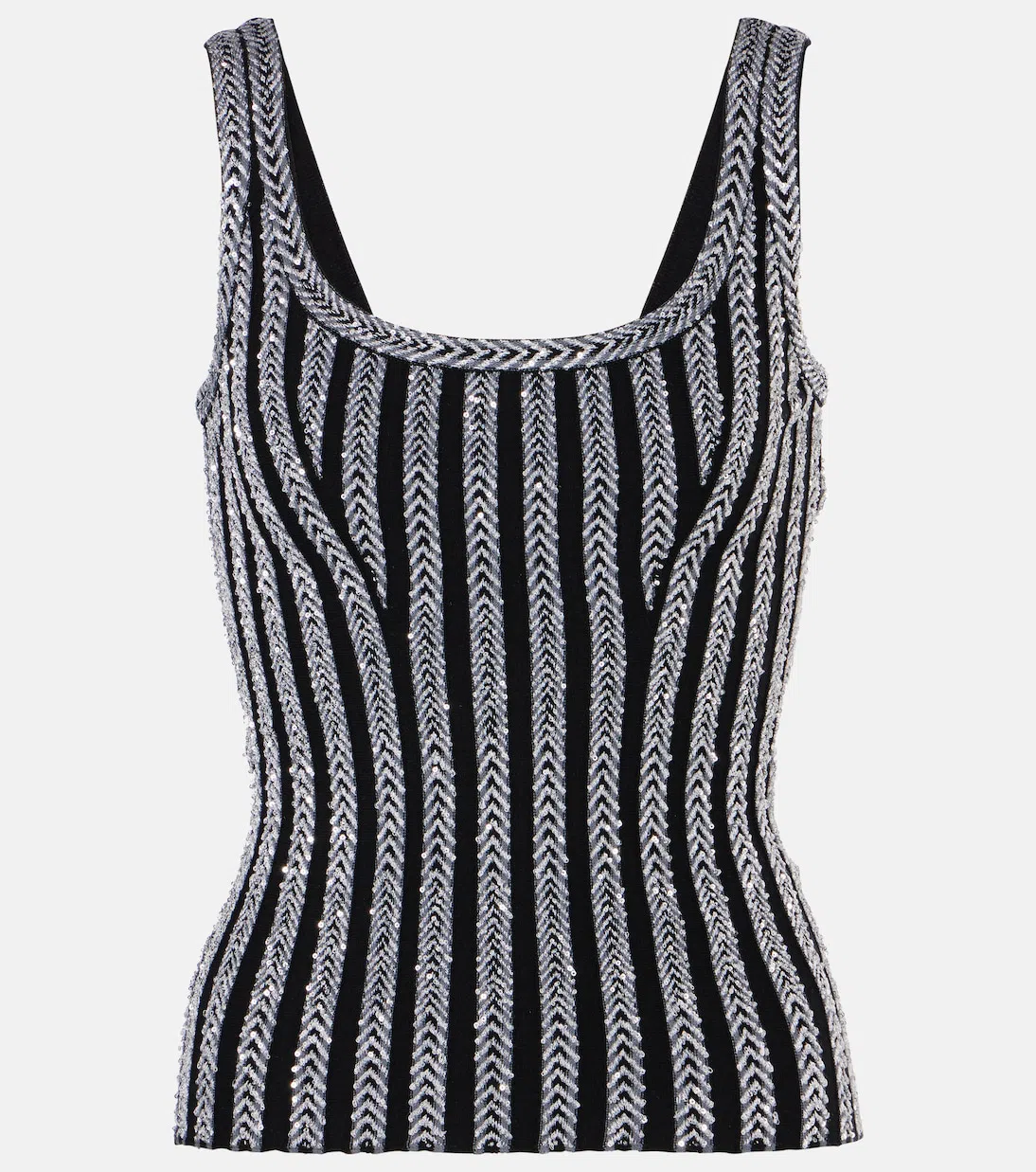 MISSONI Sequin-embellished Ribbed-knit Tank In Printed