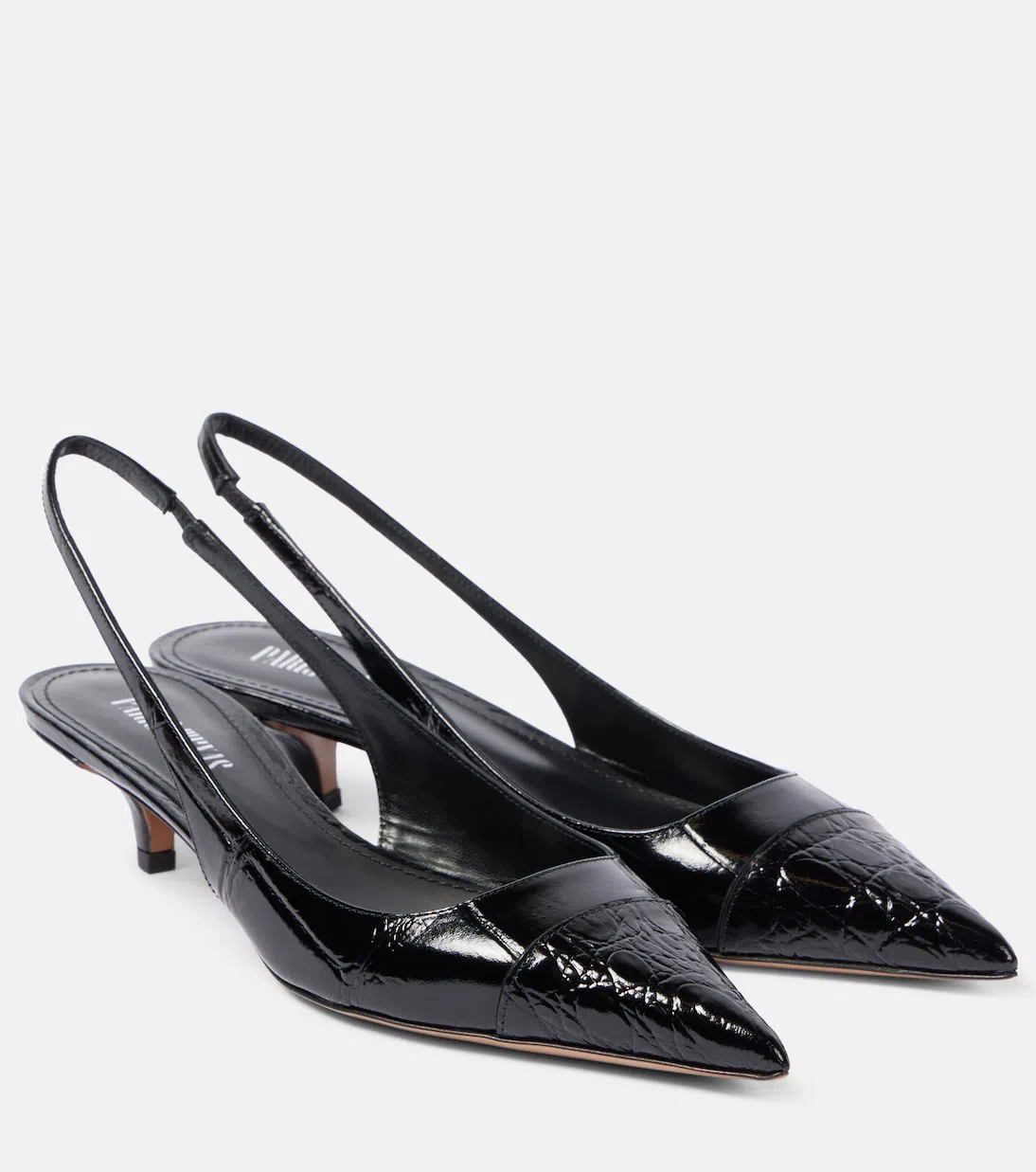 PRADA 75mm Triangle-logo Leather Pumps In Black