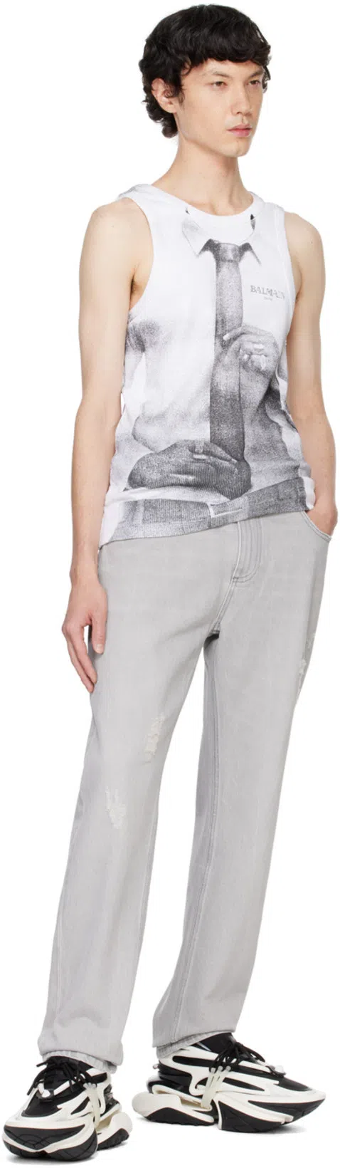 BALMAIN Unicorn Low-top Sneakers In Neoprene And Leather In Black