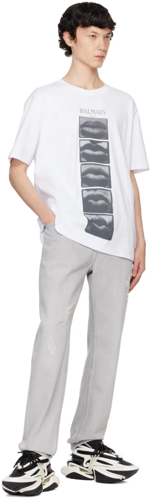 BALMAIN Unicorn Low-top Sneakers In Neoprene And Leather In Black