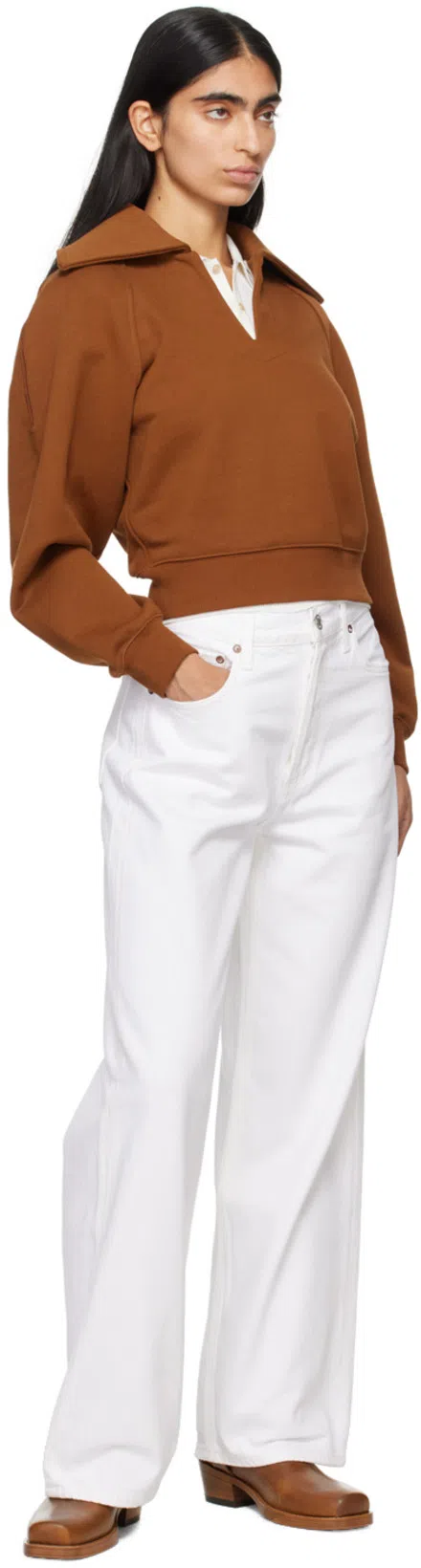 AGOLDE Dame High Rise Wide Leg Jeans In Fortune Cookie In White