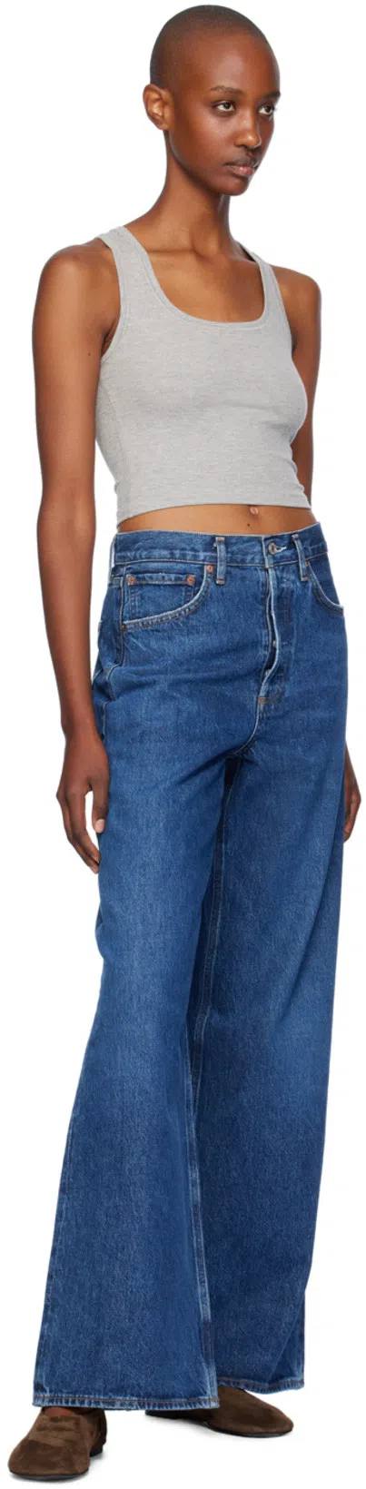 AGOLDE Dame High Rise Wide Leg No Cuff Jean In Enamour In Multi