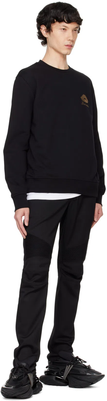 BALMAIN Dark Wash Tapered Fit Cargo Jeans 17cm In Black