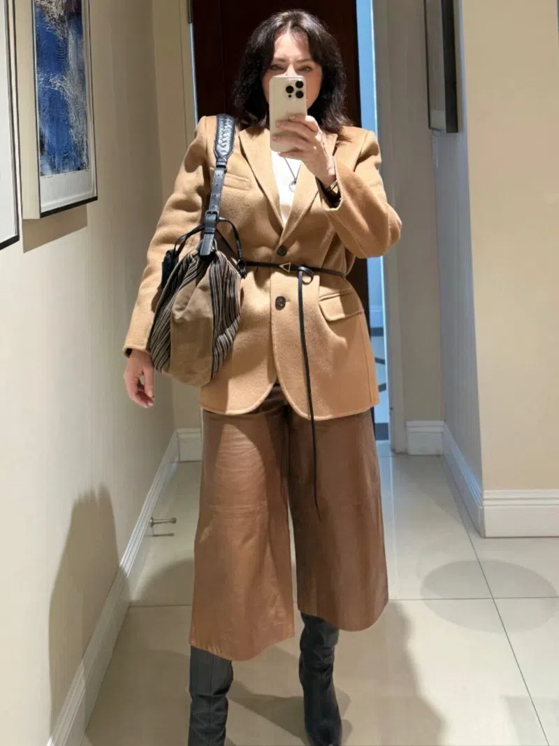 ANINE BING Oversized Wool-cashmere Blend Blazer In Brown