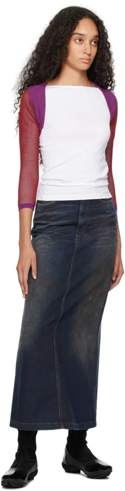 ACNE STUDIOS Womens Dark Blue Vintage-wash Mid-rise Regular-fit Denim Maxi Skirt In Black