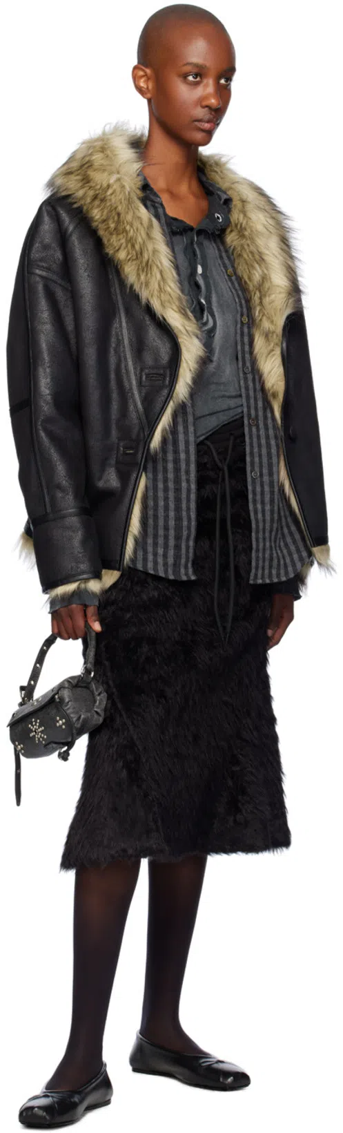 MARNI Leather Little Bow Ballerina In Grey