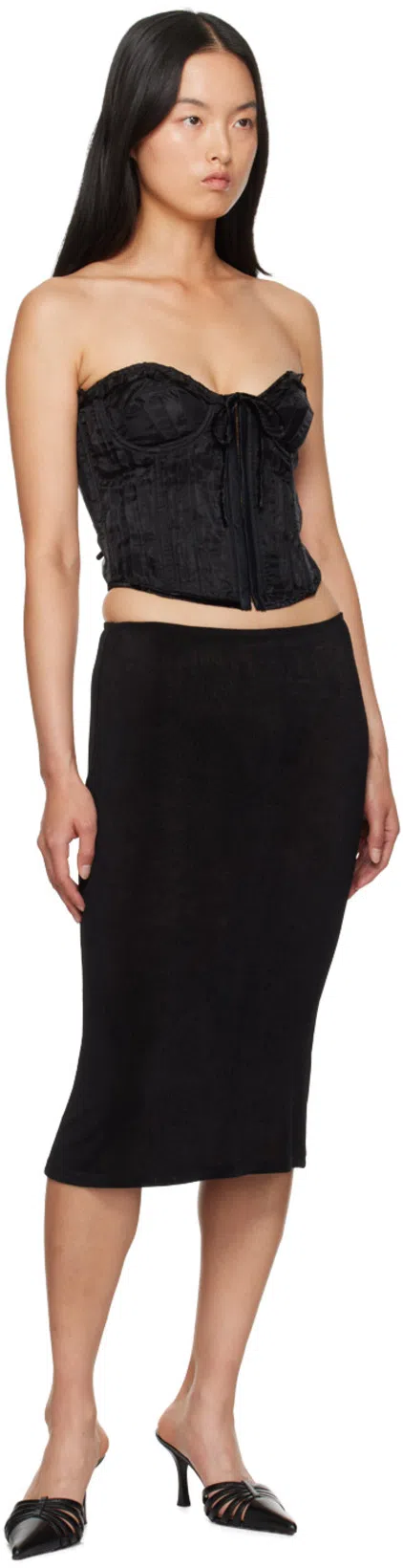 PARIS TEXAS Black Leather Mule Nadia In Blue