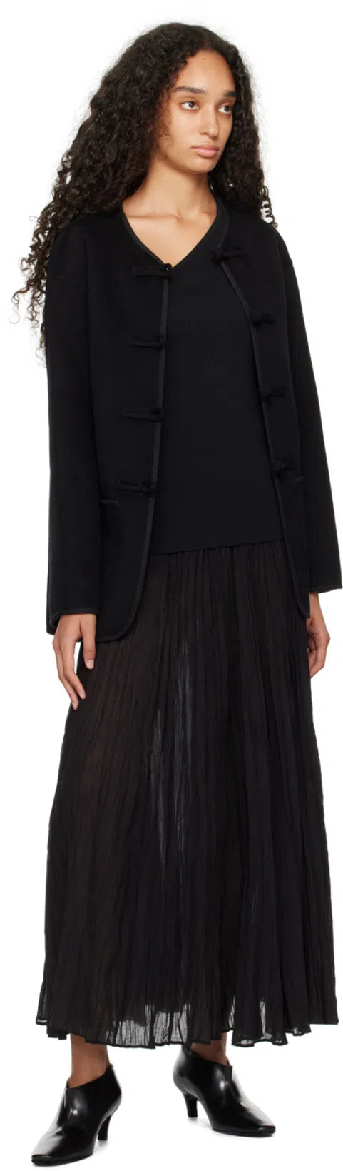 TOTÊME The Wide Shaft Glossed-leather Ankle Boots In Black